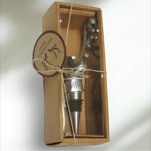 Vintage Well Dressed Home Heavy Duty Metal Deer Antler Bottle Stopper Silver